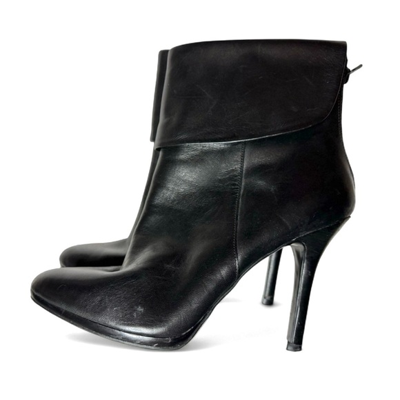 Ralph Lauren Leola Cuffed Black Leather Pointy Toe Bootie Stiletto Size 8.5 - Picture 1 of 8